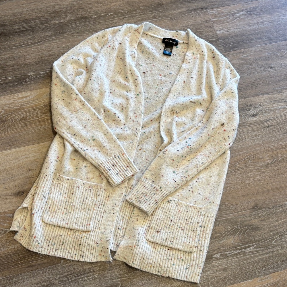 Speckled Open Front Cream Colorful Cardigan